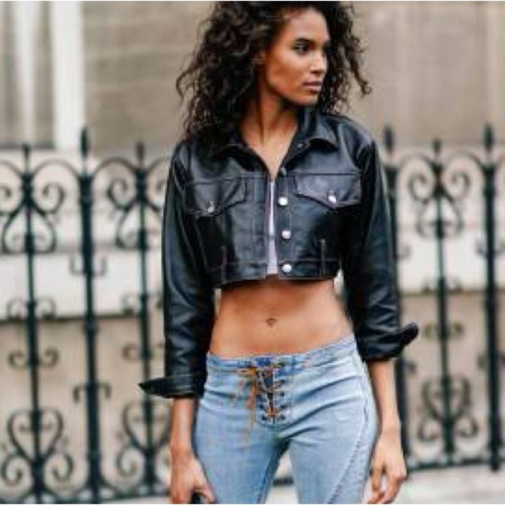 Paris Blues Pleather Crop Jacket
